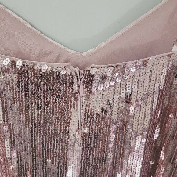 Laundry by Shelli Segal Sequin Fringe Sheath Dress in Pink Size 8 - Picture 6 of 8